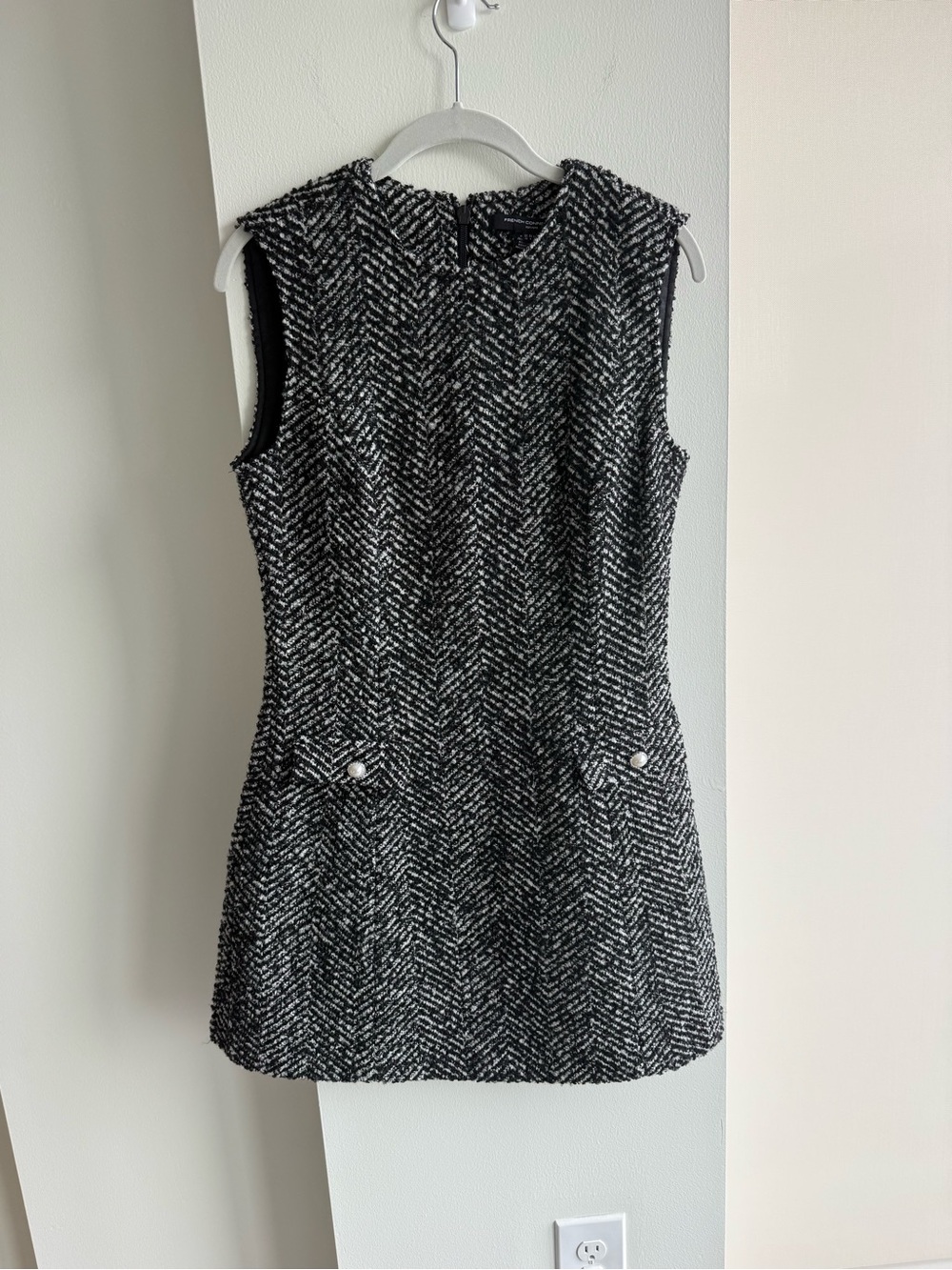 French Connection Black and White Tweed Mini Dress